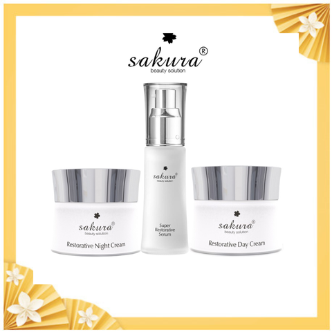 Bộ sản phẩm giúp phục hồi da hỗ trợ chống lão hoá Sakura Restorative