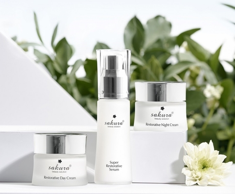 Bộ sản phẩm giúp phục hồi da hỗ trợ chống lão hoá Sakura Restorative